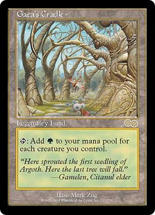 Gaea's Cradle
 {T}: Add {G} for each creature you control.